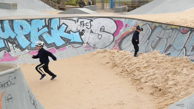 But, the boys tackled the bowls on foot and created a new type of fun. Picture: John Grainger