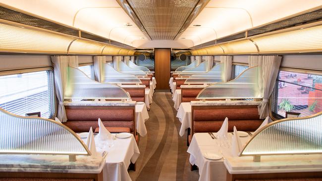 The Gold Premium dining car is a silver-service affair.