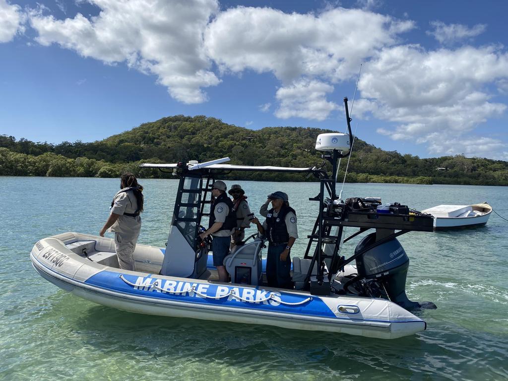 Queensland Parks and Wildlife Service searching for a Crocodile spotted at North Stradbroke Island on Saturday.