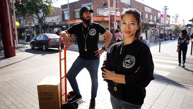 Small business owners Joe and Lisa Nguyen pictured on John St in Cabramatta. Picture: Sam Ruttyn