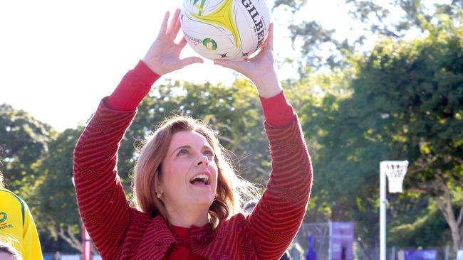 Anika Wells announcing funds for Netball Australia, Origin Australian Diamonds, Downey Park Netball Association, on Friday 7th June 2024 - Photo Steve Pohlner