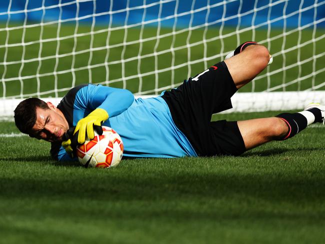 Australia's Mathew Ryan during Socceroos training ahead of the 2015 Asian Cup Final at Stadium Australia, Sydney. Pic Brett Costello