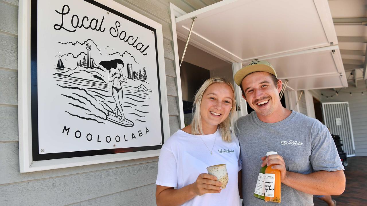 Kristy Knox and Jake Jodvalkis have opened a new cafe The Local Social on the wharf Mooloolaba. Picture: Patrick Woods.