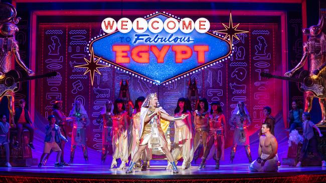 Shane Crawford (centre) as the Pharaoh in Joseph and the Amazing Technicolor Dreamcoat.