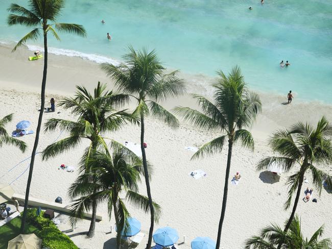 The famous sand of Waikiki Beach, Oahu.