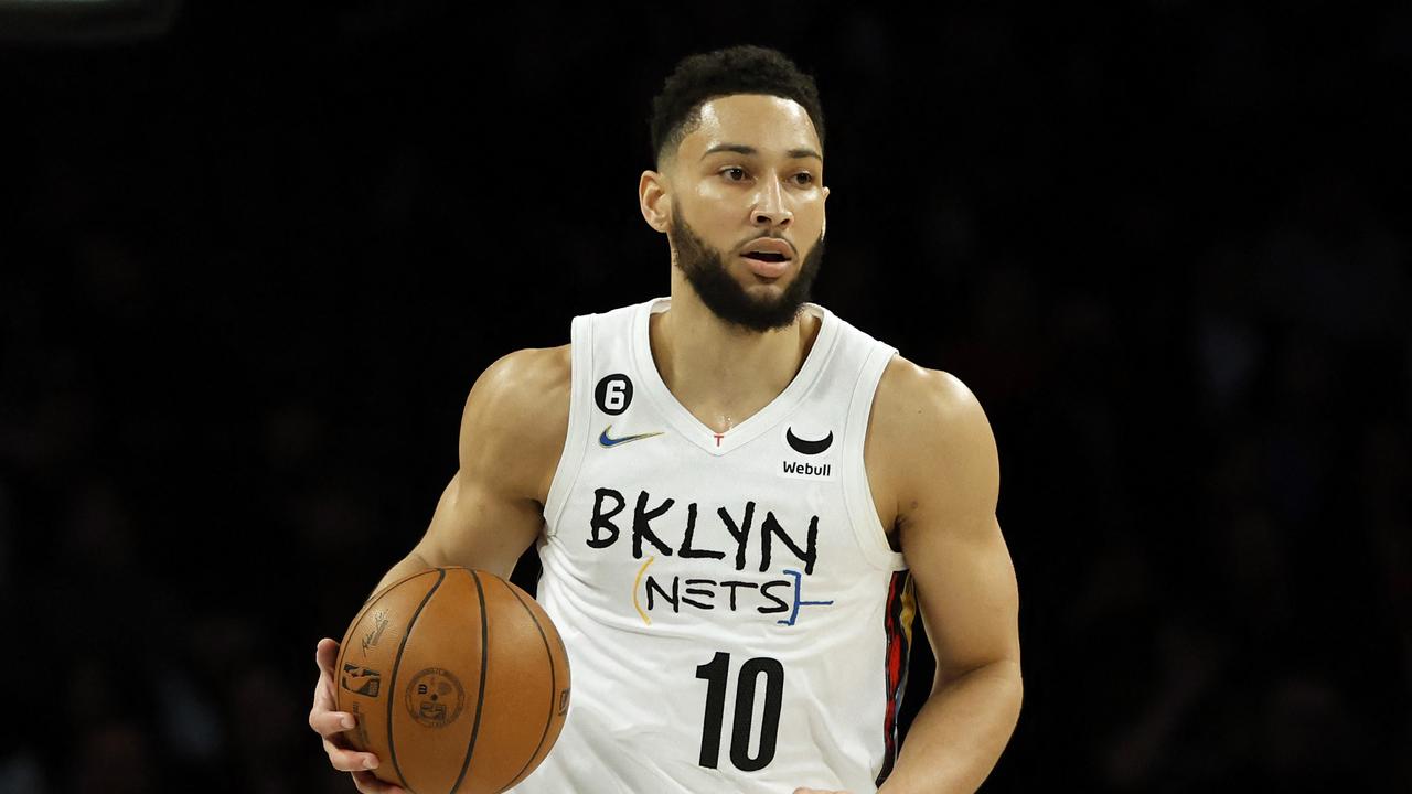 Ben Simmons #10 of the Brooklyn Nets dribbles during the first half against the Miami Heat at Barclays Center. (Photo by Sarah Stier / GETTY IMAGES NORTH AMERICA / Getty Images via AFP)