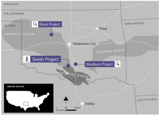Brookside Energy project locations in the Anadarko Basin. Pic: BRK