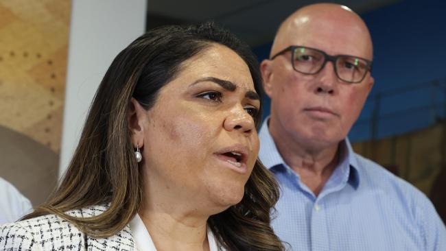 Senator Jacinta Nampijinpa Price and Opposition Leader Peter Dutton. Picture: Chris Pavlich/The Australian