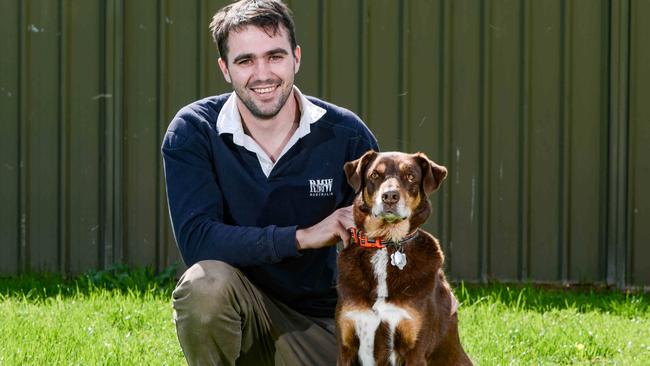 Josh Smith with his dog Titan. Picture: Brenton Edwards