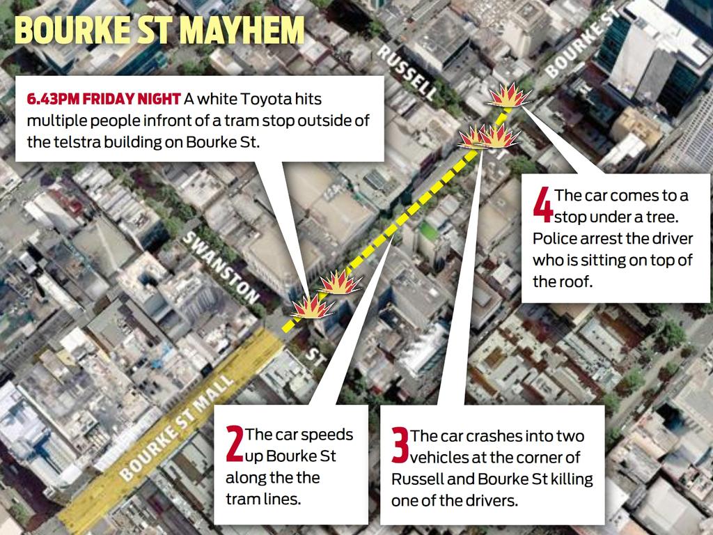 Map of the Bourke Street incident September 9th 2023