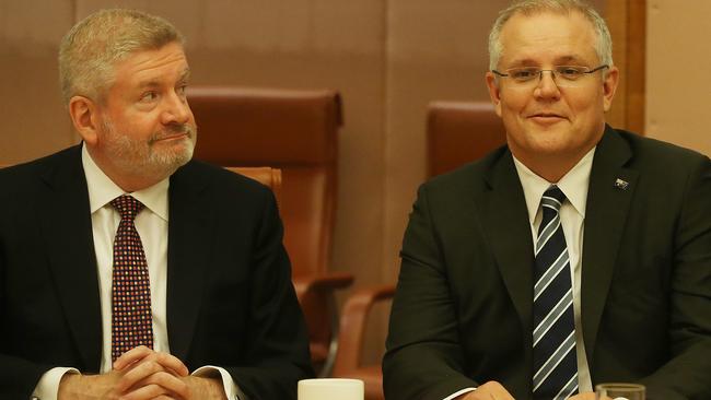 Minister for Communication Senator Mitch Fifield and Treasurer Scott Morrison, Picture: Kym Smith