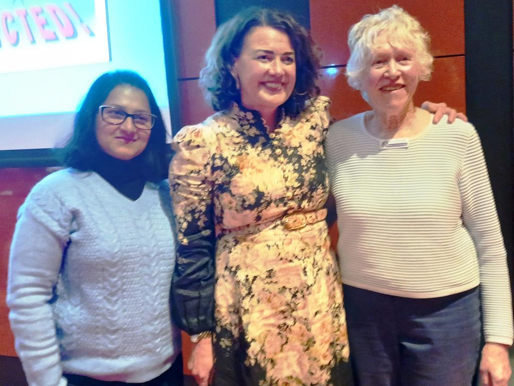 Jenny Wills (right) with Corangamite MP Libby Coker (centre) at a Women in Local Democracy event in Geelong last year. Picture: Supplied