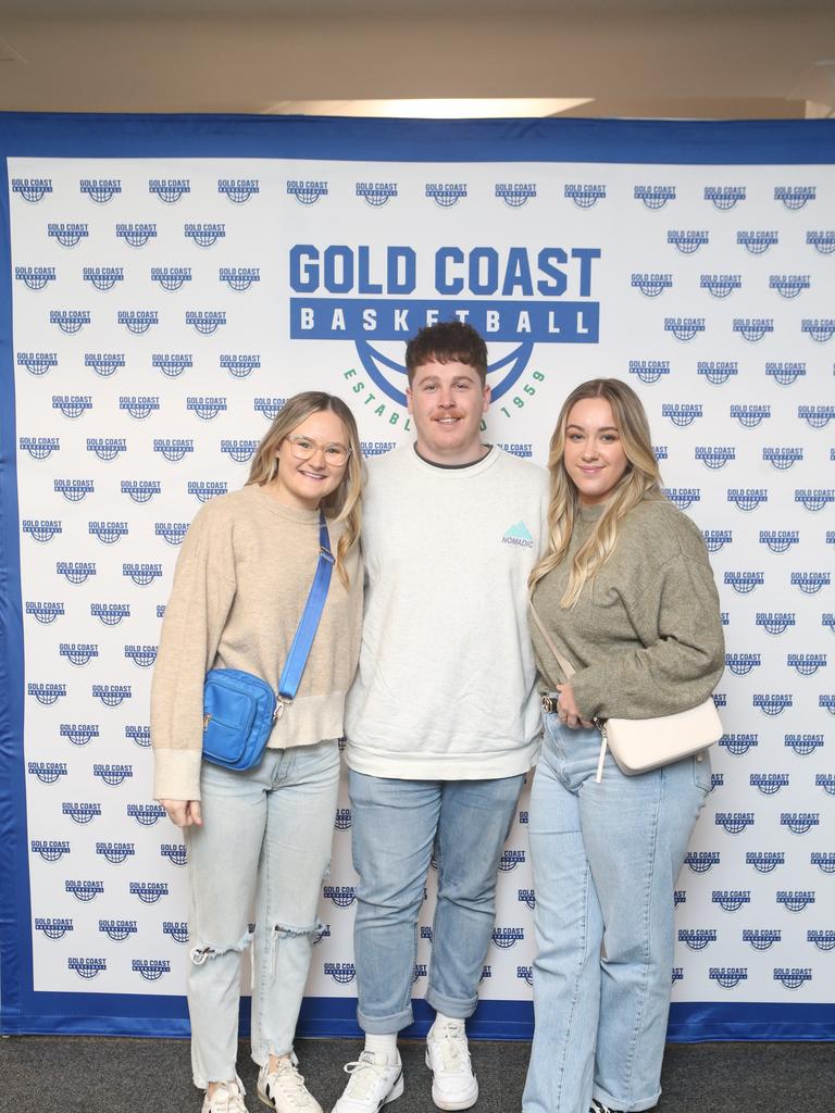 Gold Coast Rollers host the Logan Thunder in the first elimination final of the NBL1 North conference finals. Nikita Bottrill, Matthew Christensen and Rhiannon Sturt 12 August 2022 Carrara. Picture by Richard Gosling