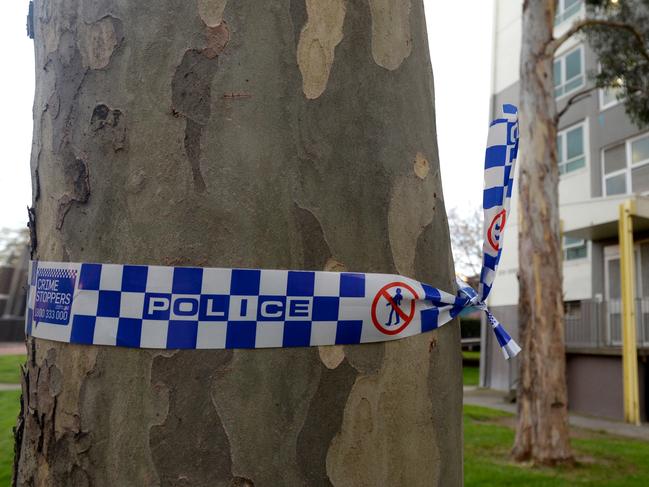 The Housing Commission tower at 200 Dorcas St Sth Melbourne where a man died from stab wounds last night. Picture: Andrew Henshaw