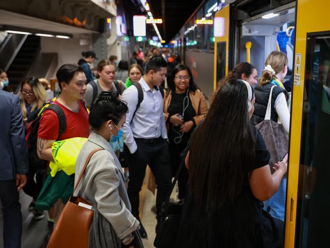 Commuters at Town Hall Station. Picture: Justin Lloyd.