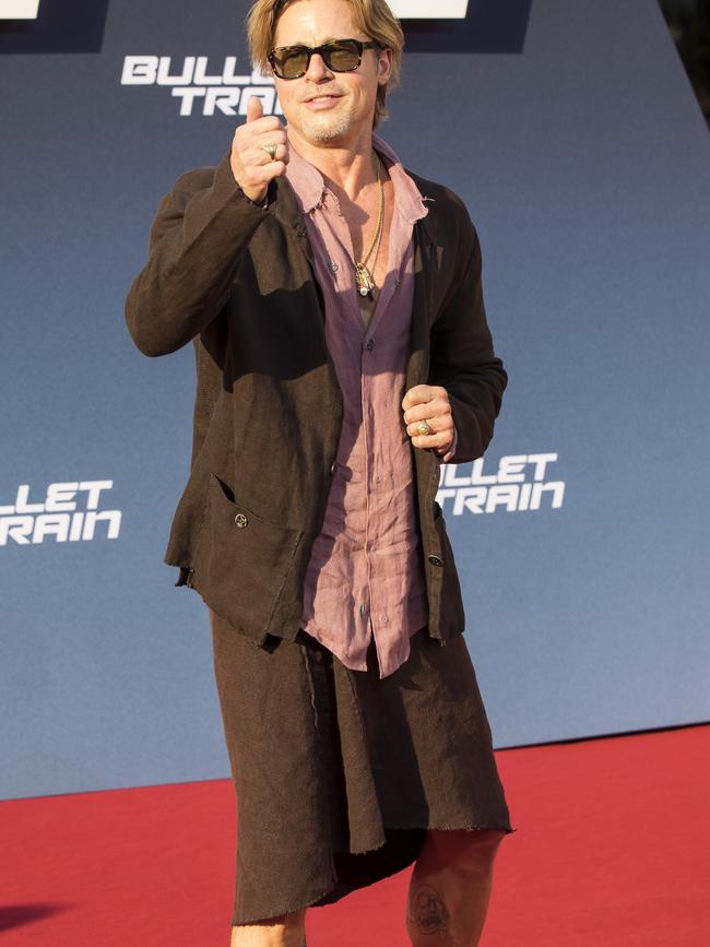 Brad Pitt went viral for wearing a skirt in 2022. Source: Photo by Ben Kriemann/Getty Images for Sony Pictures.