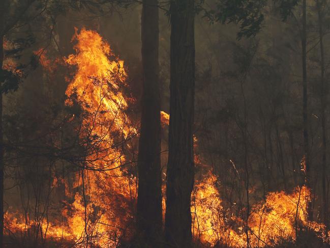 A fire approaches a property near East Lynne. Picture: Gary Ramage