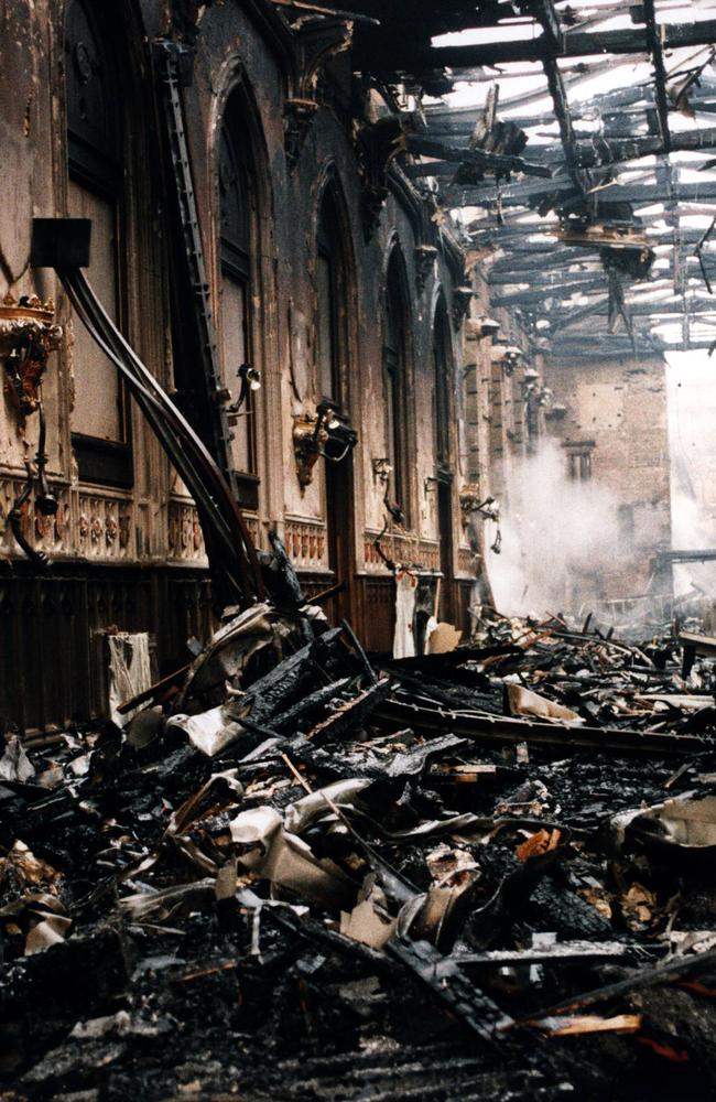 A palace in ruins: St. George's Hall in Windsor Castle after the fire.