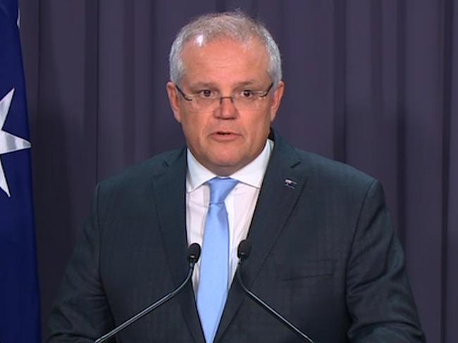 Scott Morrison delivered a press conference this afternoon. Picture: Sky News