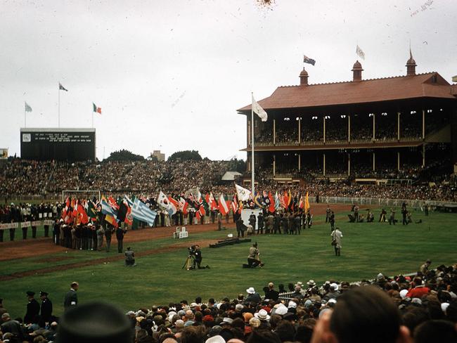 The closing ceremony for the 1956 Olympics at the MCG. Picture: Albert Fowler