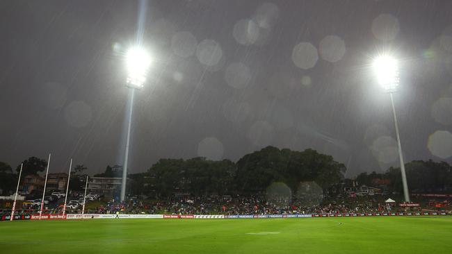 Fair to say it wasn’t ideal conditions for footy. Picture: Getty