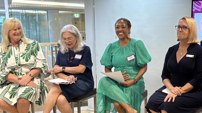 Panelists Patricia O'Neill, Joanne Schmider, Anna Jones and Sally Mlikota at the  Empowering Womenâs Economic Security forum in Cairns. Photo: Supplied