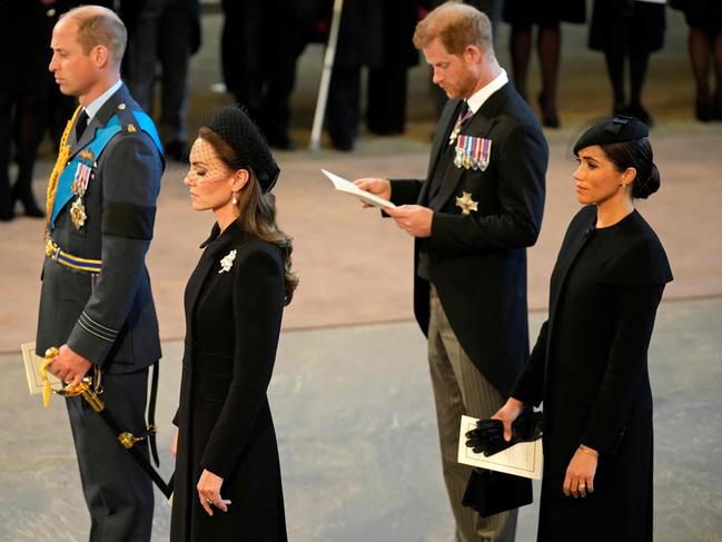 Britain's Prince William (L), Prince of Wales, Britain's Catherine (2nd L), Duchess of Kent, Britain's Prince Harry (2nd R), Duke of Sussex, and Meghan (R), Duchess of Sussex. Picture: AFP