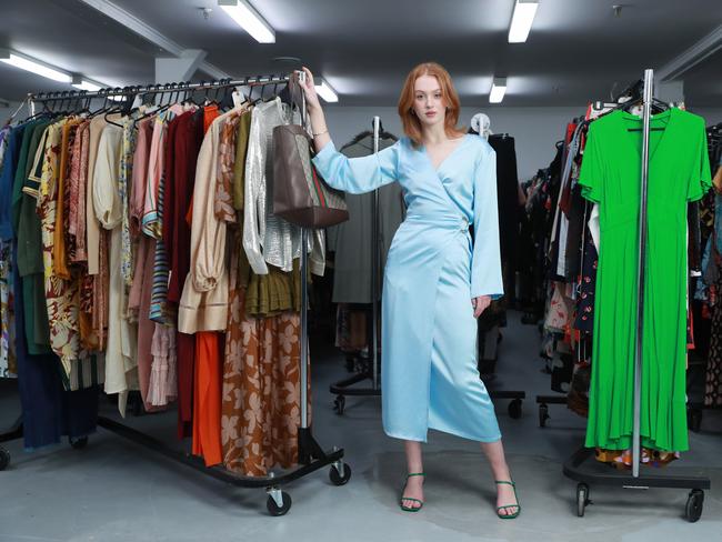 24/8/22:  Model Sadie Wyer-Manock at The Turn in Punchbowl. The story is about the rise of the secondhand fashion market in Australia.  John Feder/The Australian.