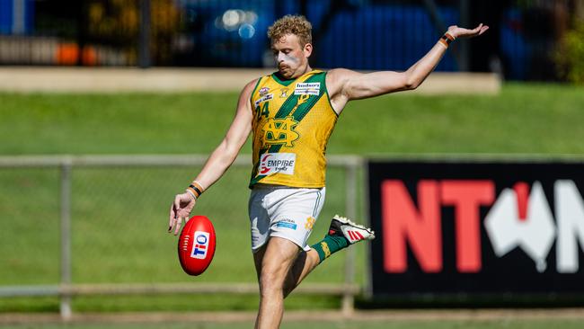 Jackson Calder as St Mary's took on the Tiwi Bombers in the 2024-25 NTFL men's semi-final. Picture: Pema Tamang Pakhrin
