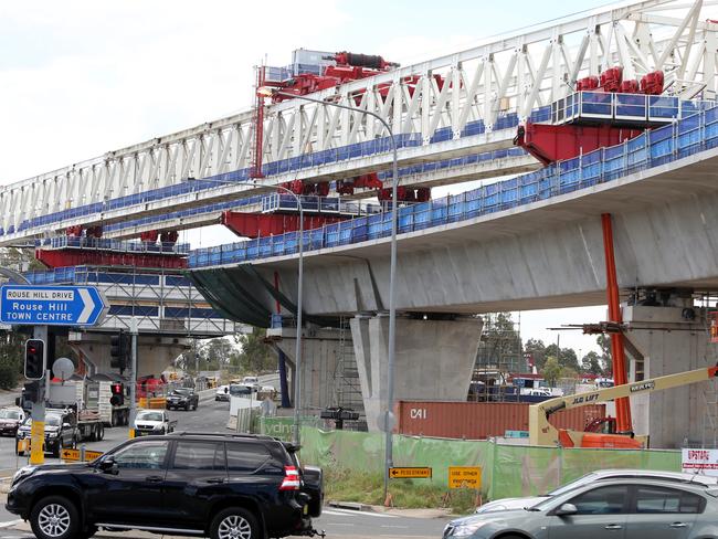 The Skytrain is dominating the skyline at the busy interesection of Windsor and Old Windsor roads.