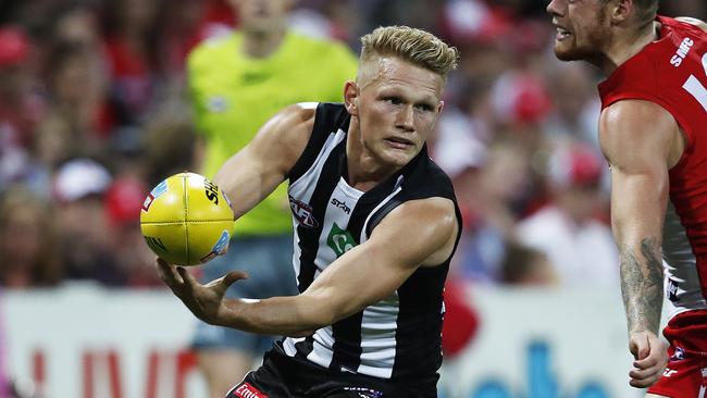 Adam Treloar was Collingwood’s best player on Saturday night. Picture. Phil Hillyard