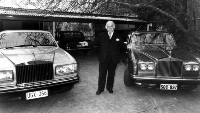 Con Polites with two of his Rolls Royces in 1986.