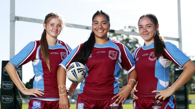 Hills players Danielle Seckold, Tayleah Pasili and Olivia Vaalele. Picture: Tim Hunter.