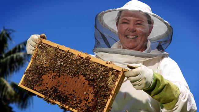 Minister for Resources Madeleine King with bees from her backyard hives in Rockingham. Picture: Colin Murty