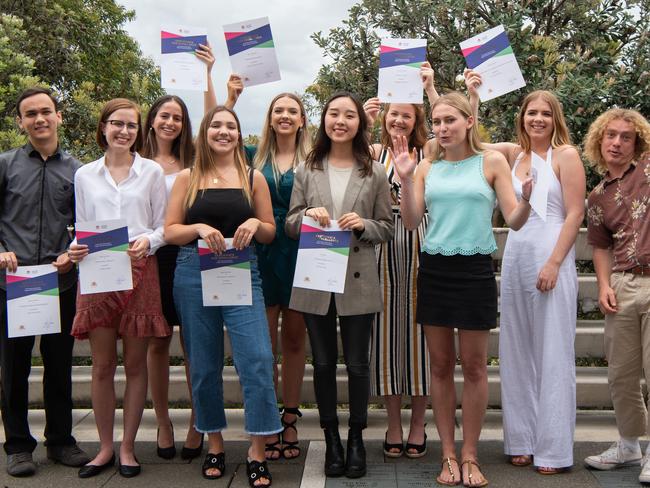 This year’s HSC recipients from the northern beaches. Front row: Amelia Reeve, Lucinda Krek, Rachel Choi, Chelsea Hardiman. Back row: Jaya Armstrong, Vicki Patapis, Jaselyn Daisy Cremen, Rebekah parsons, Lucy Stevenson and Toby Jones. Picture: Monique Harmer