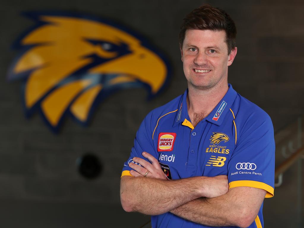 Andrew McQualter will coach his first game for the Eagles on Sunday. Picture: Getty Images