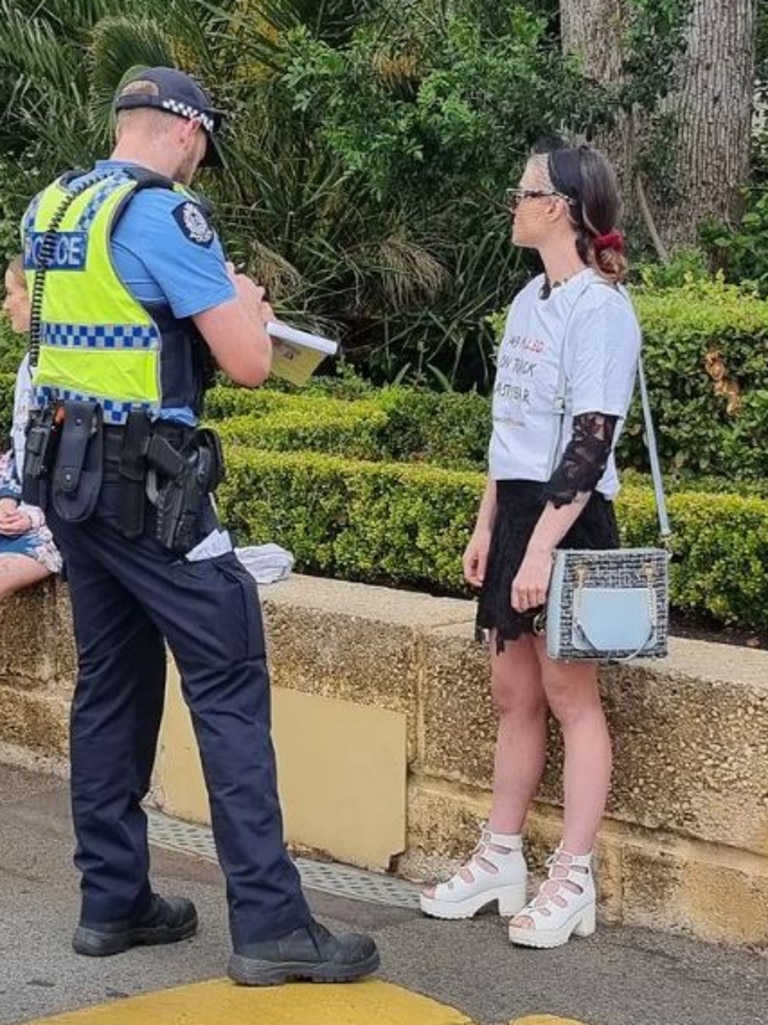 She was seen speaking to police at Ascot.