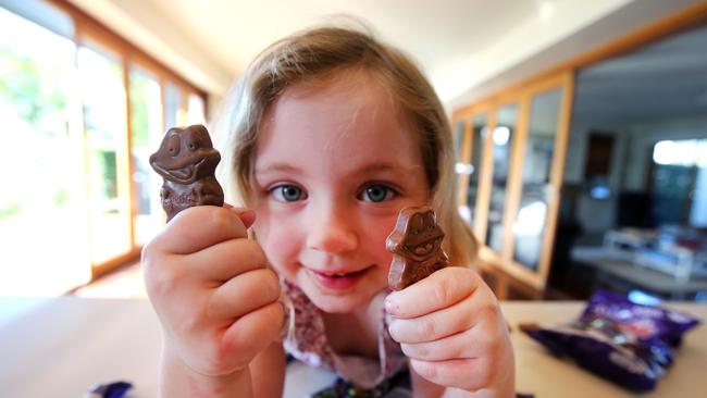 Four-year-old Claire Flower is still a fan of Freddo Frogs. Picture: Nathan Edwards