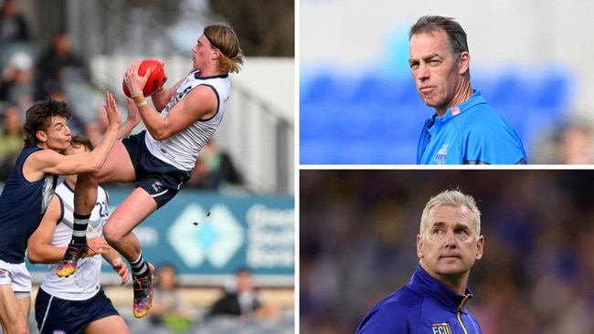 Harley Reid, Alastair Clarkson and Adam Simpson. Photos: Getty Images