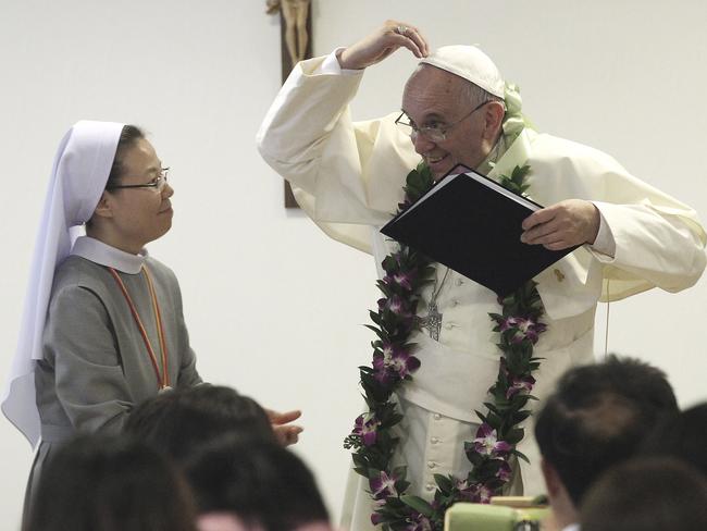 Pope Francis gave the daily humour prayer. Picture: AP