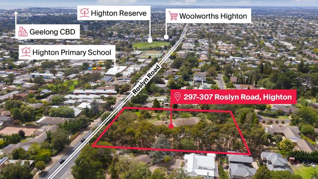 The 8244sq m site has an 82m frontage to Roslyn Rd.