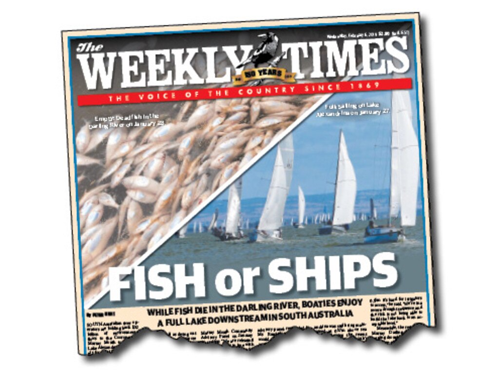 Full story: <i>The Weekly Times</i>, February 6, 2019, revealed <a href="https://www.weeklytimesnow.com.au/news/national/fish-die-in-darling-river-as-levels-maintained-in-sas-lake-alexandrina/news-story/9c82ce2515c98aab6d7256f3ff7d2db4">Lake Alexandrina was brimming with water while fish in the Darling River were dying</a>.