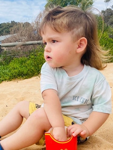 Two-year-old Anthony Thornton is carrying on the family tradition of mullet hairstyles.