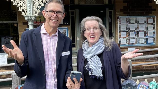 Neighbourhood House Victoria chief executive Keir Paterson and NH Kensington manager Rebecca Smith have been left speechless after Meta has flagged their facebook pages as potential drug dens. Picture: Athos Sirianos