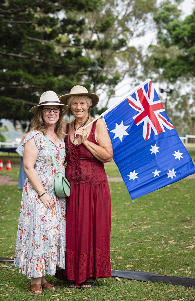 Jo Muldoon celebrates 25 years of being an Australian citizen with daughter Kat Lynn at Toowoomba Australia Day celebrations at Picnic Point, Sunday, January 26, 2025. Picture: Kevin Farmer