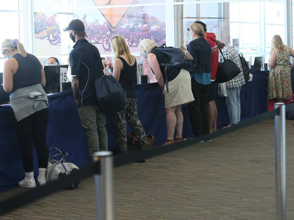 Travellers transiting through Melbourne Airport will be allowed to enter, but their layover must be less than two hours and they must have worn a mask. Picture: Emma Brasier