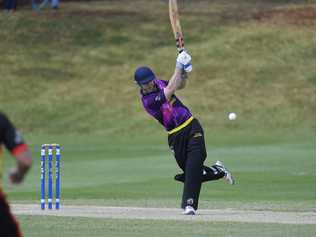 Jack Potter bats for Livewired Lightning against Liebke Lions in Darling Downs Bush Bash League round four.