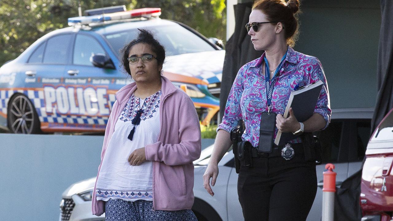 Sabita Neupane leaves Morningside Police Station on Sunday. Picture: News Corp/Attila Csaszar