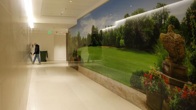 A corridor in the consular section with a photograph of the garden at Winfield House, the official residence of the US ambassador to the UK. Picture: AFP