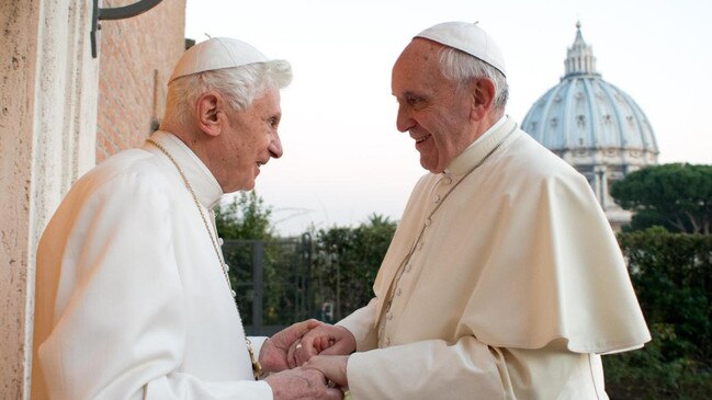 Benedict XVI and his more progressive successor Pope Francis. Picture: Maurix/Gamma-Rapho via Getty Images/The Times